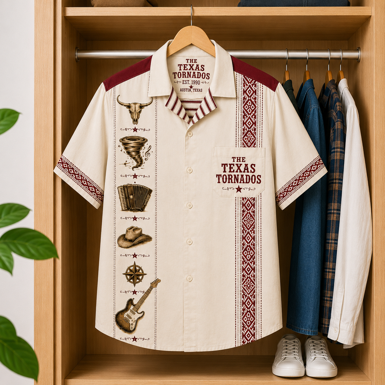 The Texas Tornados Luxury Hawaiian Shirt - Mexican Inspired Hawaiian Shirt White Version