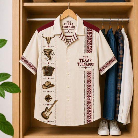 The Texas Tornados Luxury Hawaiian Shirt - Mexican Inspired Hawaiian Shirt White Version