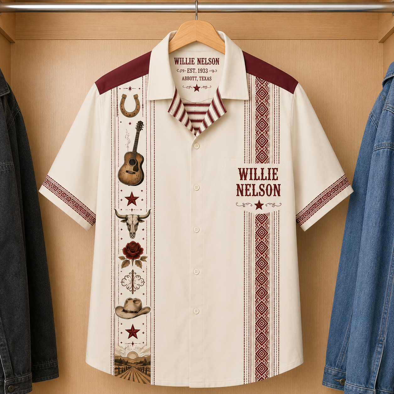 Willie Nelson Luxury Hawaiian Shirt - Mexican Inspired Hawaiian Shirt White Version