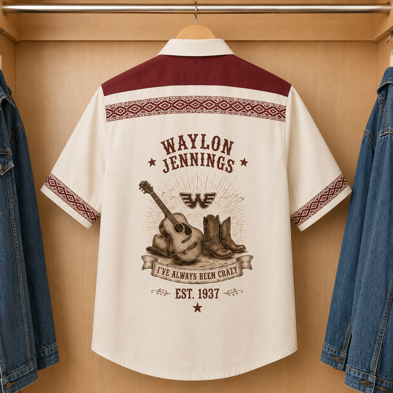 Waylon Jennings Luxury Hawaiian Shirt - Mexican Inspired Hawaiian Shirt White Version