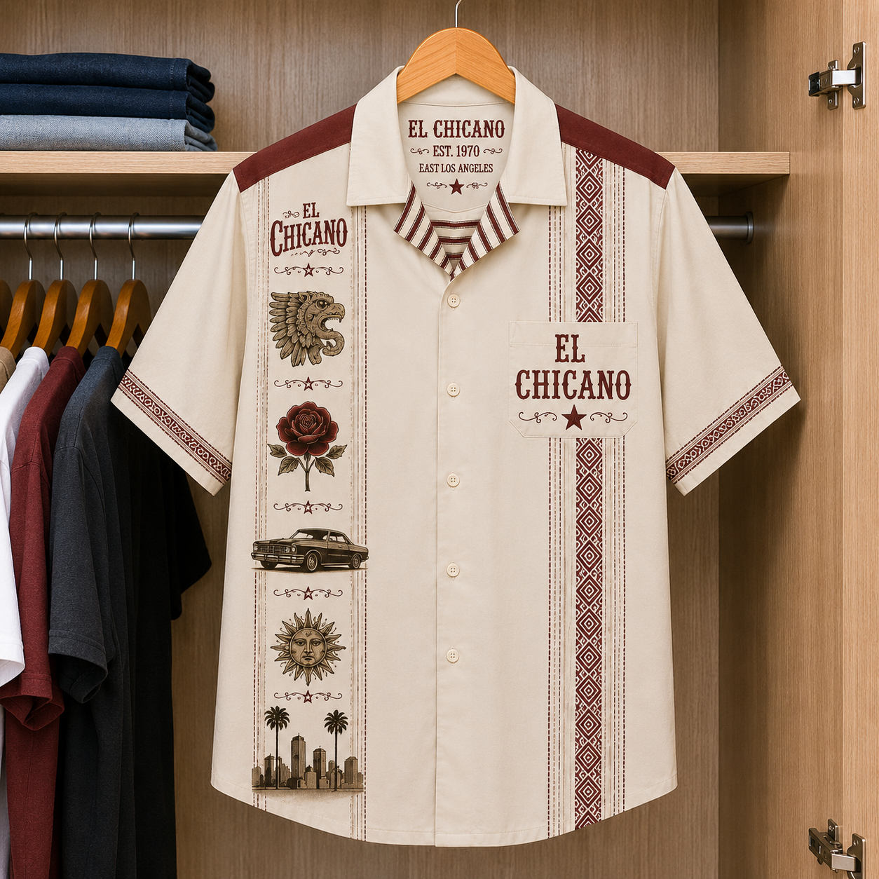 El Chicano Luxury Hawaiian Shirt - Mexican Inspired Hawaiian Shirt White Version