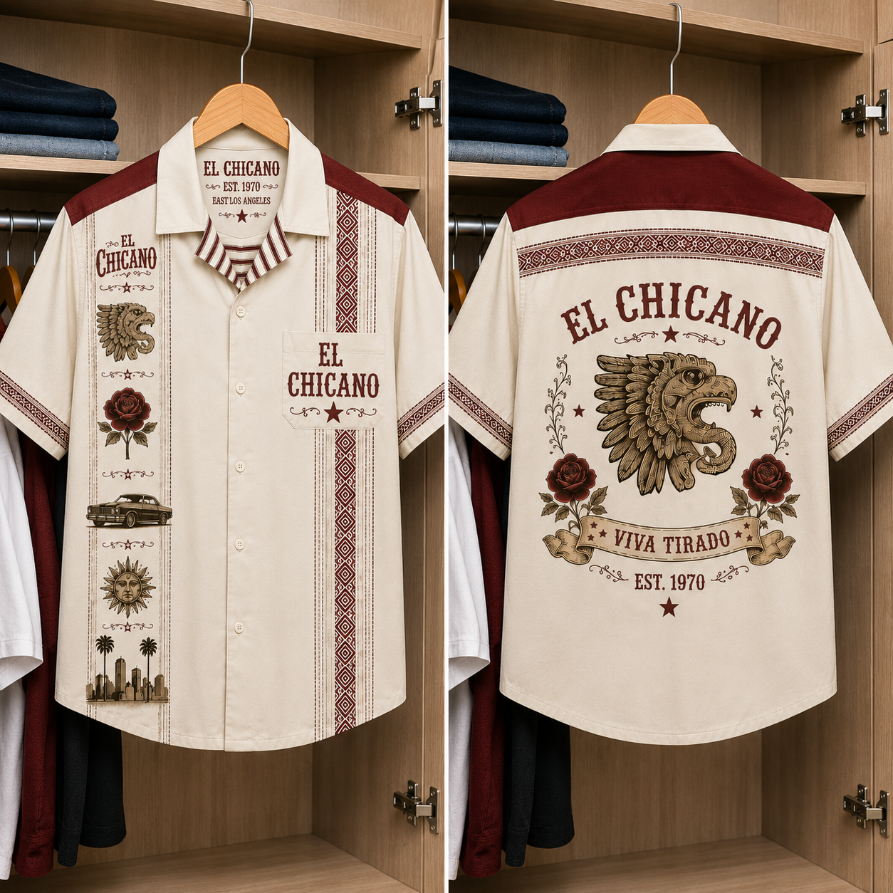 El Chicano Luxury Hawaiian Shirt - Mexican Inspired Hawaiian Shirt White Version