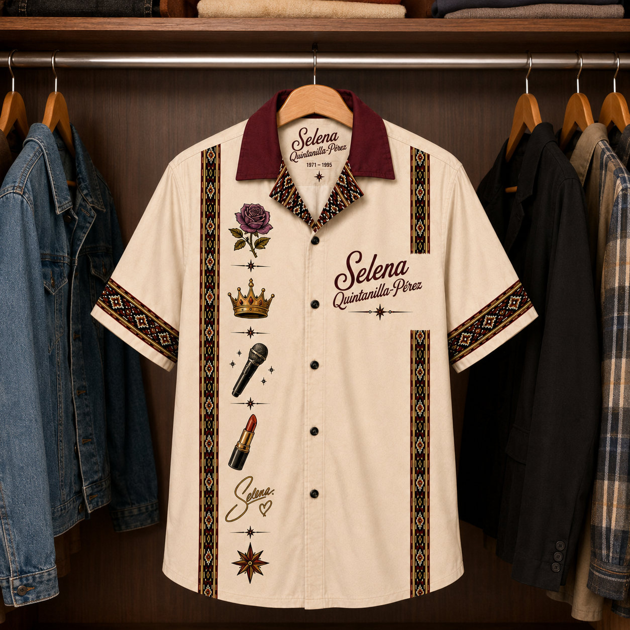 Selena Luxury Hawaiian Shirt - Mexican Inspired Hawaiian Shirt White Version