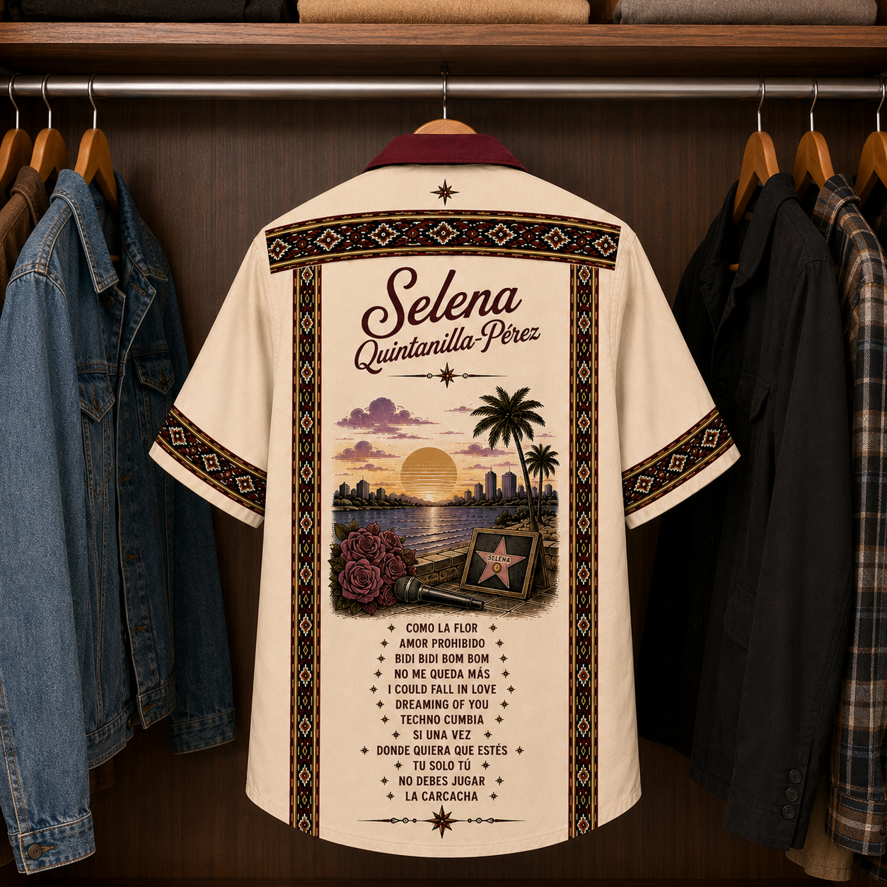 Selena Luxury Hawaiian Shirt - Mexican Inspired Hawaiian Shirt White Version