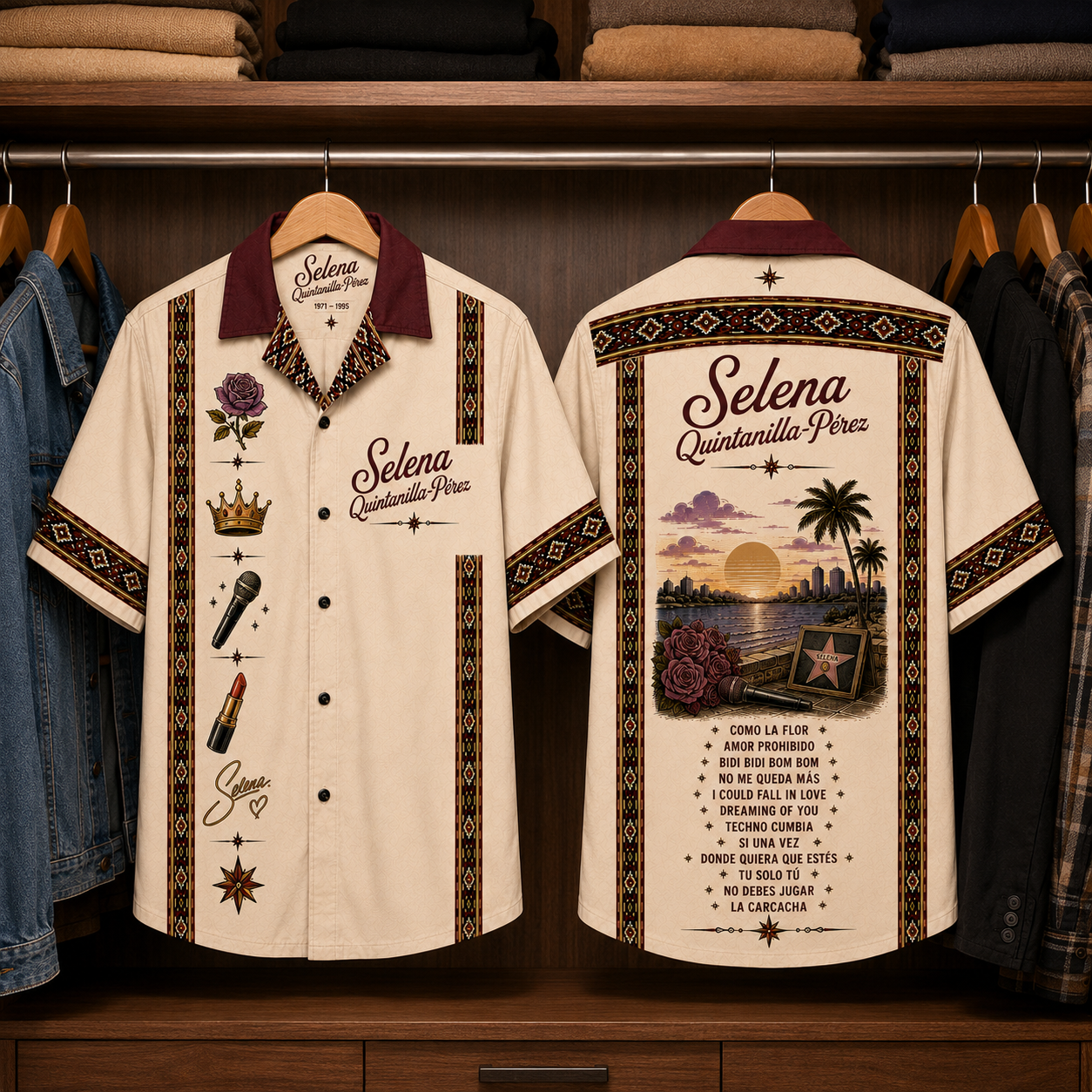 Selena Luxury Hawaiian Shirt - Mexican Inspired Hawaiian Shirt White Version
