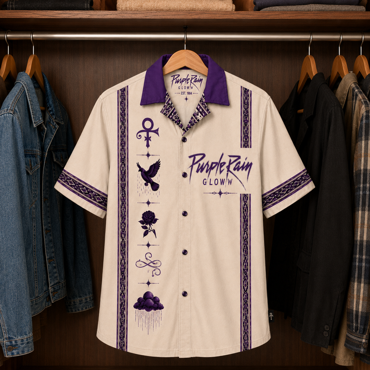 Purple Rain Luxury Hawaiian Shirt - Mexican Inspired Hawaiian Shirt White Version