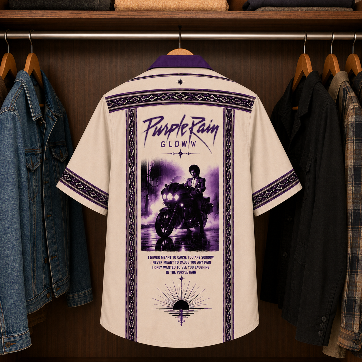 Purple Rain Luxury Hawaiian Shirt - Mexican Inspired Hawaiian Shirt White Version