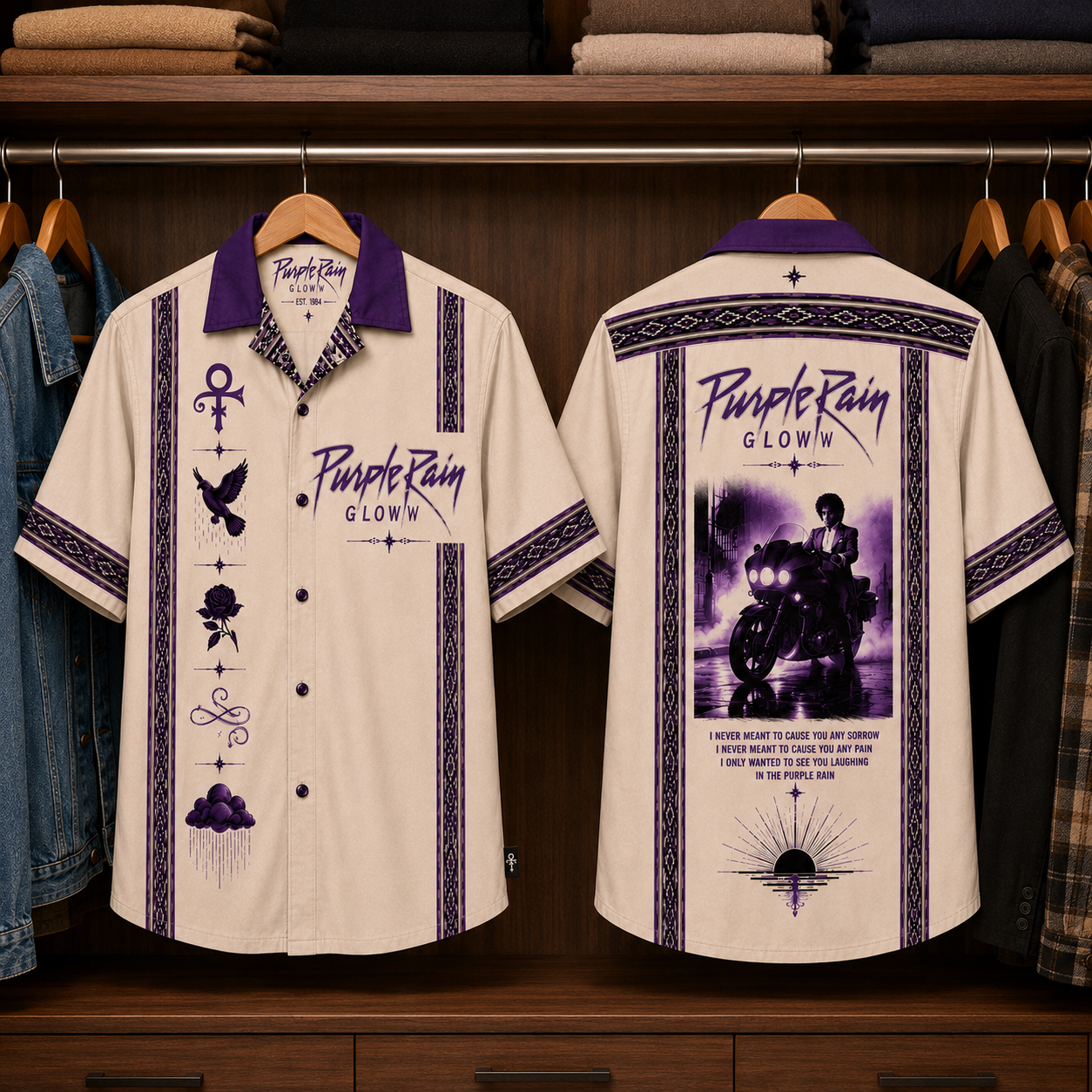 Purple Rain Luxury Hawaiian Shirt - Mexican Inspired Hawaiian Shirt White Version