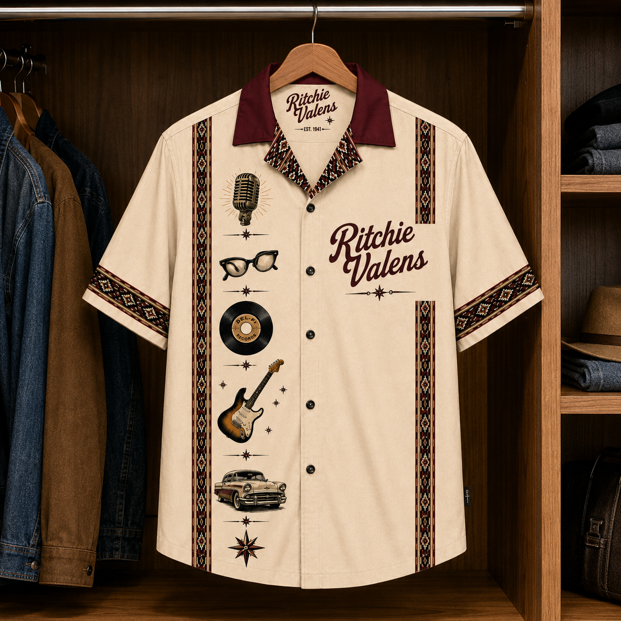 Ritchie Valens Luxury Hawaiian Shirt - Mexican Inspired Hawaiian Shirt White Version