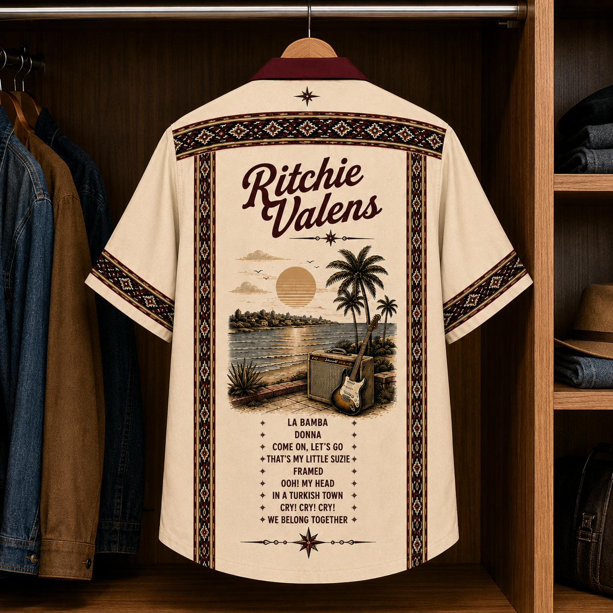 Ritchie Valens Luxury Hawaiian Shirt - Mexican Inspired Hawaiian Shirt White Version