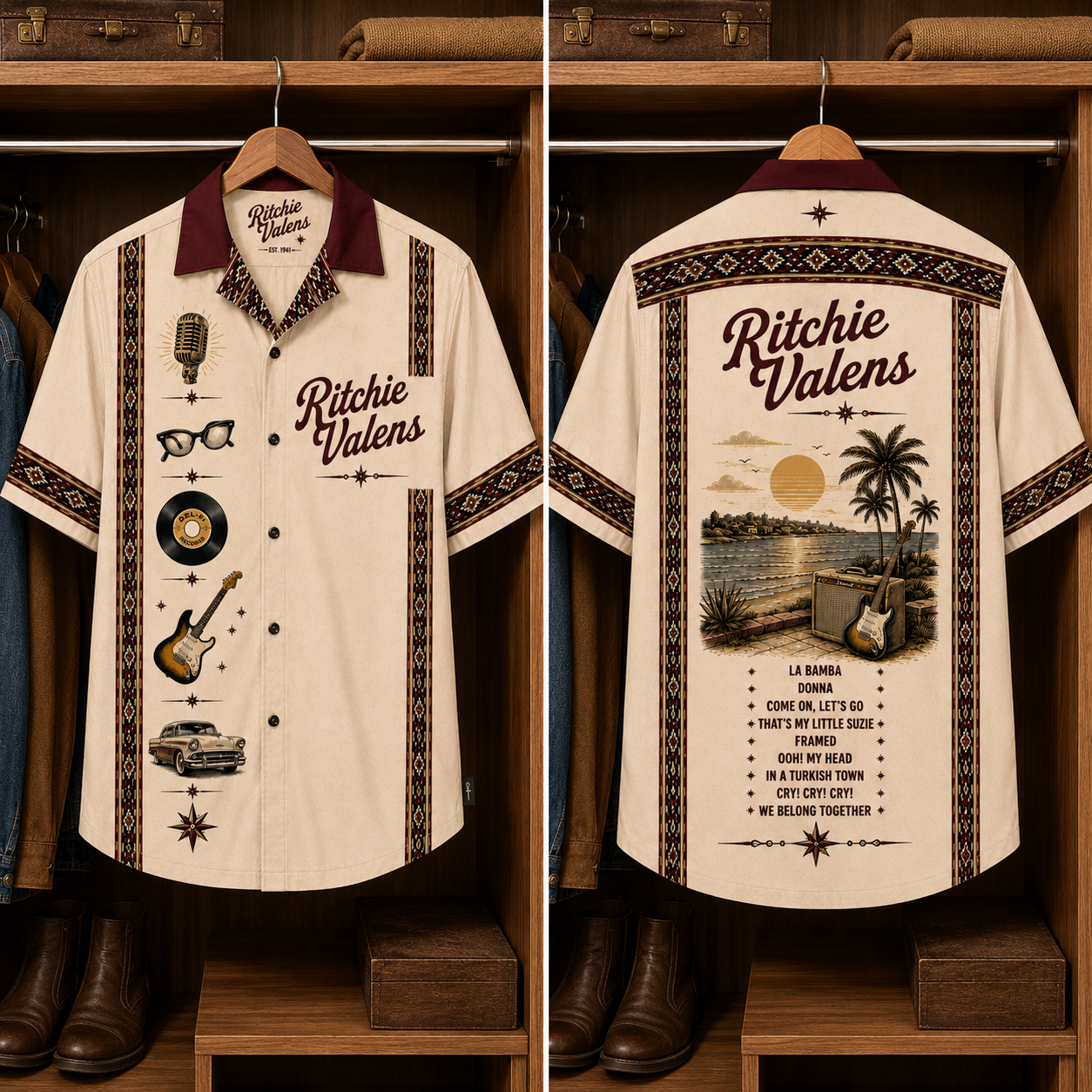 Ritchie Valens Luxury Hawaiian Shirt - Mexican Inspired Hawaiian Shirt White Version
