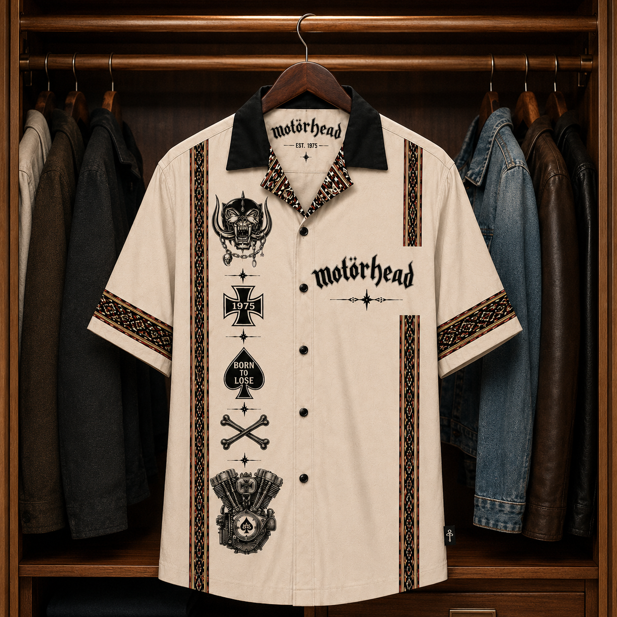 MotorHead Luxury Hawaiian Shirt - Mexican Inspired Hawaiian Shirt White Version