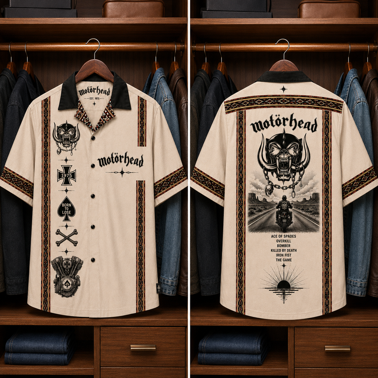 MotorHead Luxury Hawaiian Shirt - Mexican Inspired Hawaiian Shirt White Version