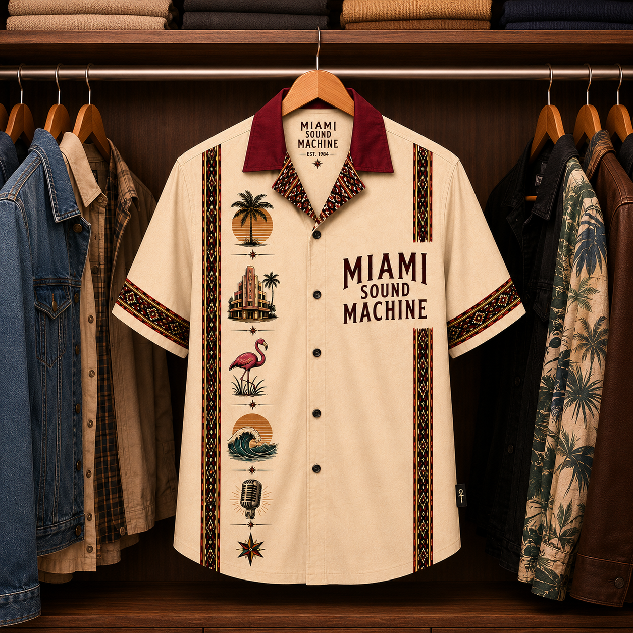 Miami Sound Machine Luxury Hawaiian Shirt - Mexican Inspired Hawaiian Shirt White Version
