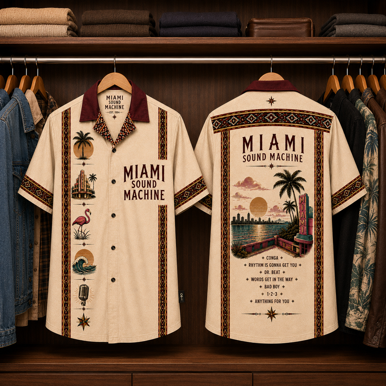Miami Sound Machine Luxury Hawaiian Shirt - Mexican Inspired Hawaiian Shirt White Version