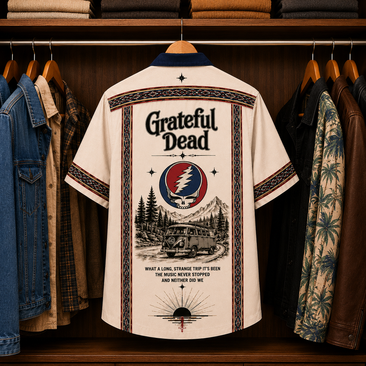 Grateful Dead Luxury Hawaiian Shirt - Mexican Inspired Hawaiian Shirt White Version
