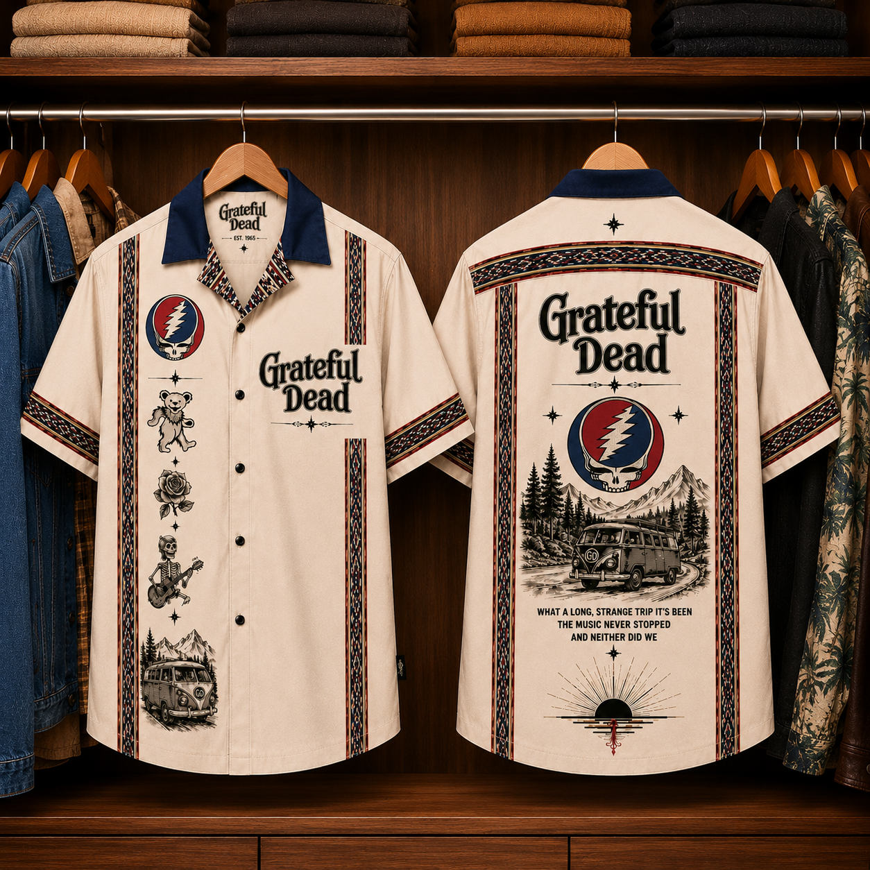 Grateful Dead Luxury Hawaiian Shirt - Mexican Inspired Hawaiian Shirt White Version