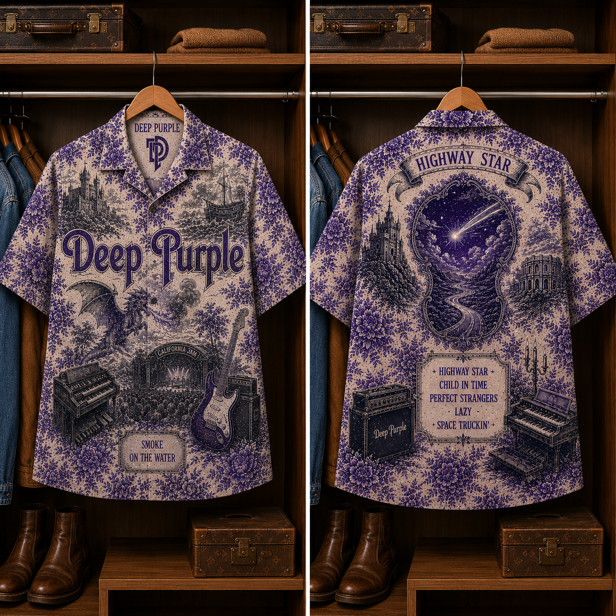 Deep Purple Luxury Hawaiian Shirt - Tropical Inspired Hawaiian Special Shirt