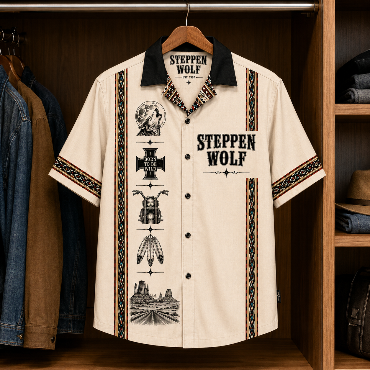 SteppenWolf Luxury Hawaiian Shirt - Mexican Inspired Hawaiian Shirt White Version