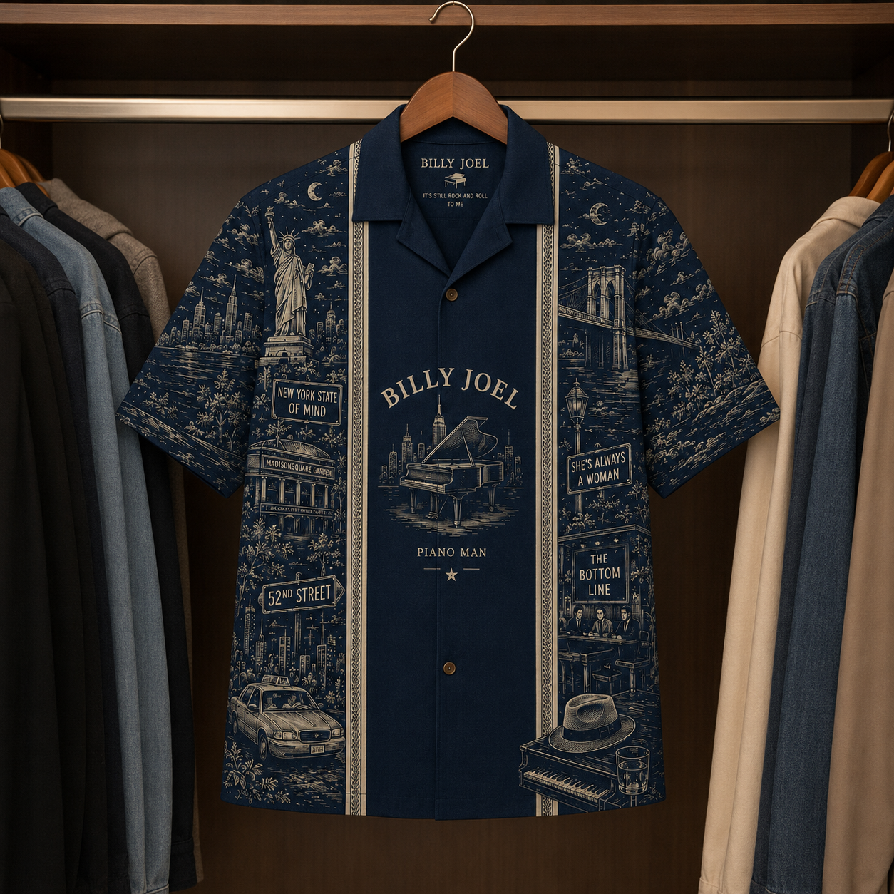 Billy Joel Luxury Hawaiian Shirt - Designer Brand Inspired Hawaiian Special Edition