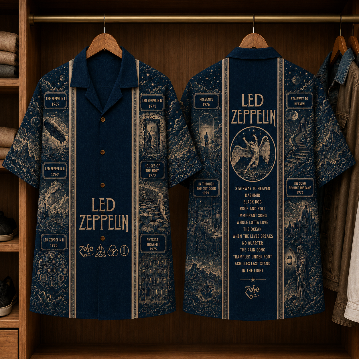Led Zeppelin Luxury Hawaiian Shirt - Designer Brand Inspired Hawaiian Special Edition
