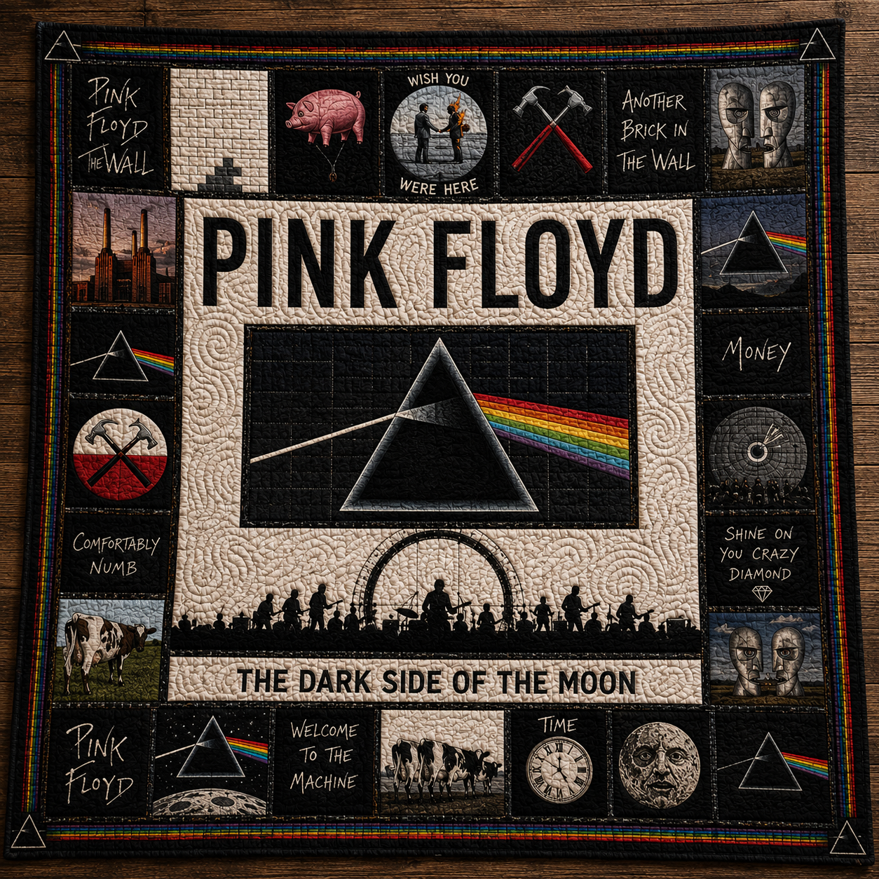 Pink Floyd Quilt Blanket – The Dark Size Of The Moon Quilt Blanket