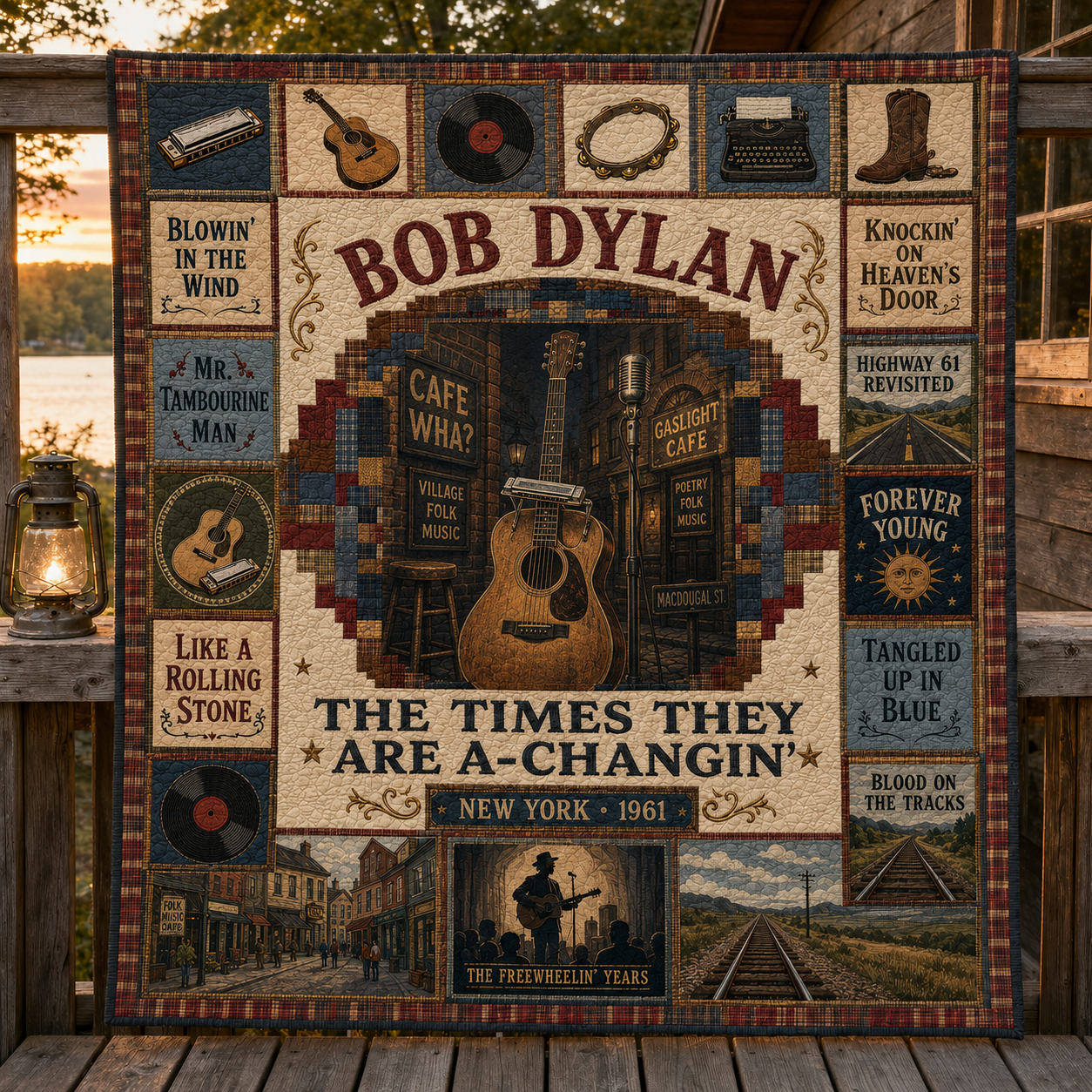 Bob Dylan Quilt Blanket – Iconic Moment of The Legend Quilt Blanket