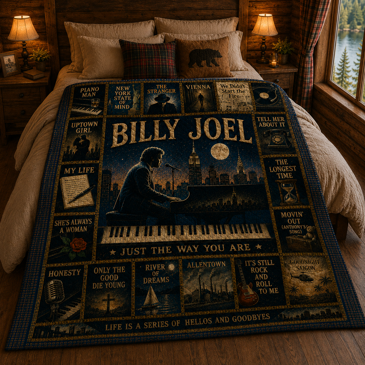 Billy Joel  Quilt Blanket – Iconic Symbols Tribute To The Piano Man