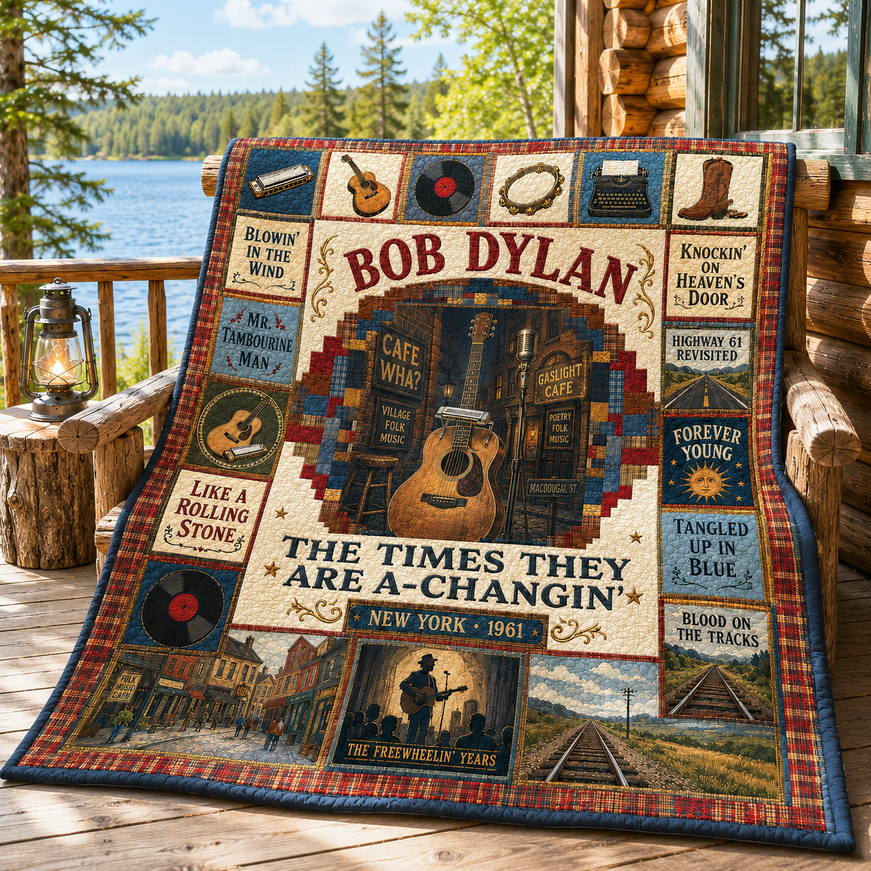 Bob Dylan Quilt Blanket – Iconic Moment of The Legend Quilt Blanket