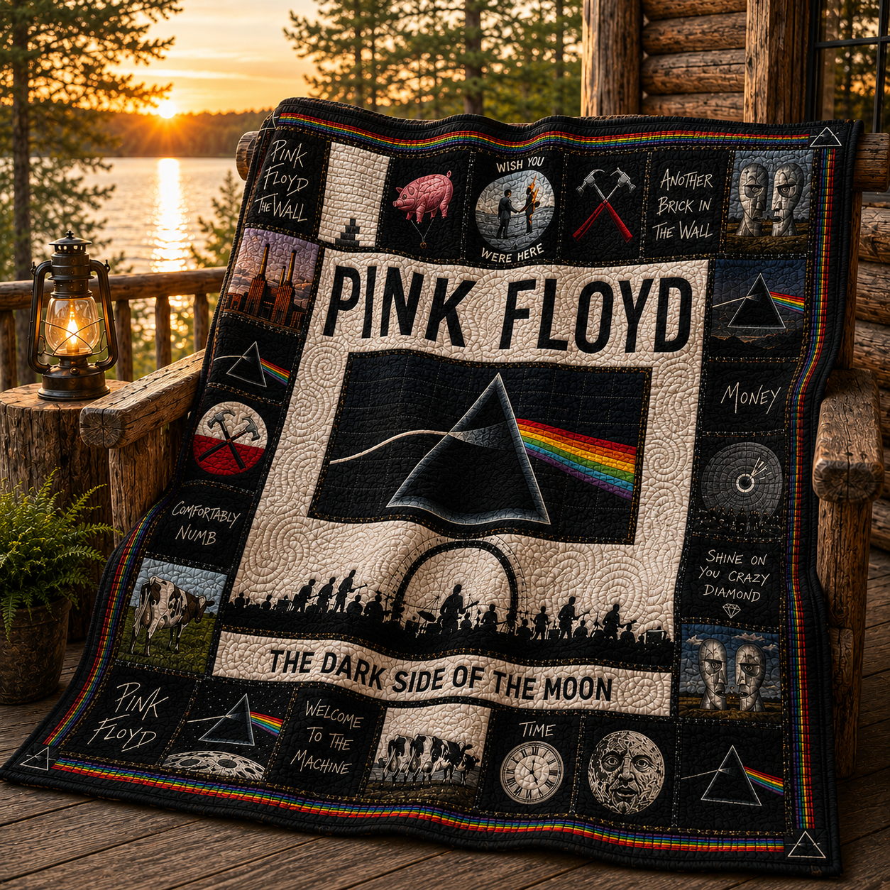 Pink Floyd Quilt Blanket – The Dark Size Of The Moon Quilt Blanket