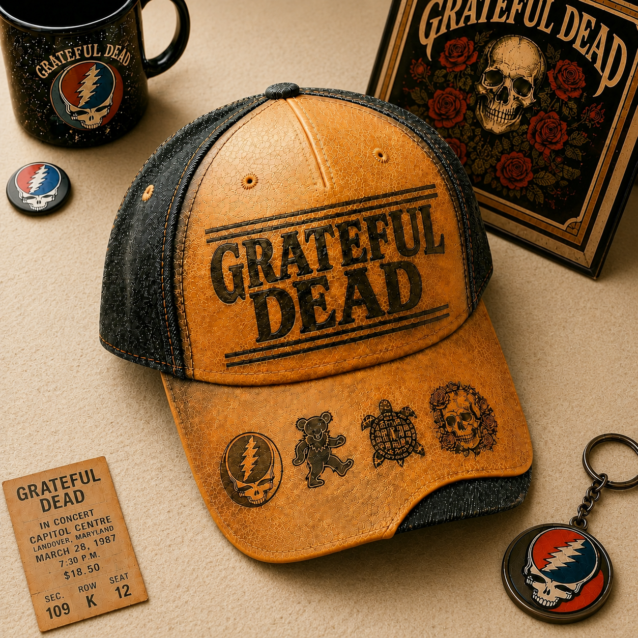 Grateful Dead Iconic Classic Cap – Retro Vintage Classic Cap (With Box)