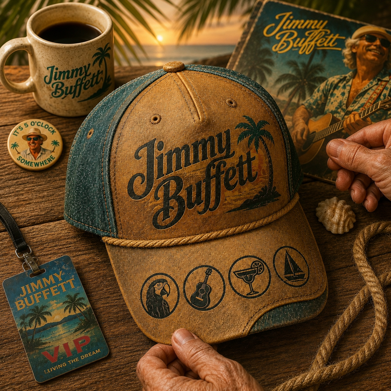 Jimmy Buffett Iconic Classic Cap – Retro Vintage Classic Cap (With Box)