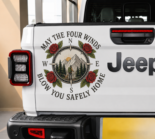 May The Four Winds Blow You Safely Home Hiking RV Camping Truck Decal - Grateful Dead and Hiking Inpired