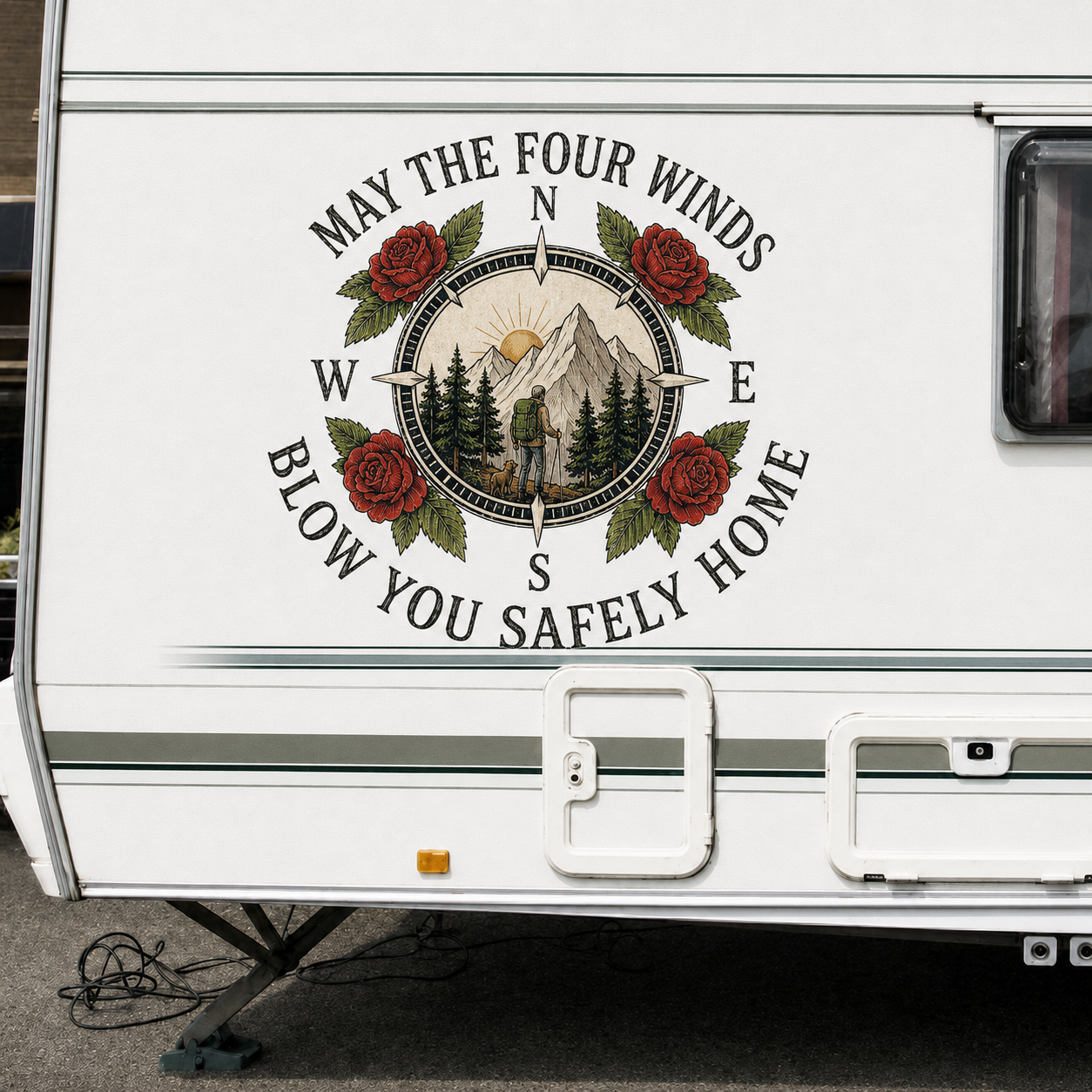 May The Four Winds Blow You Safely Home Hiking RV Camping Truck Decal - Grateful Dead and Hiking Inpired