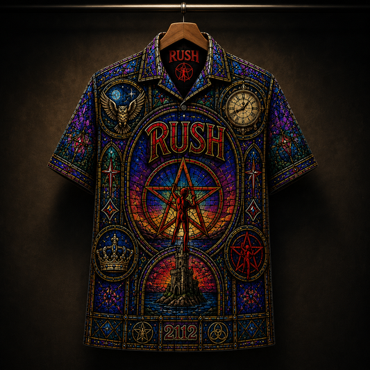 RUSH Stainded Glass Hawaiian Shirt - Unisex Cathedral Window
