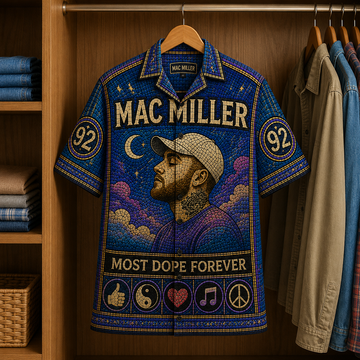 Mac Millet Stained Glass Hawaiian Shirt - Unisex Music Collage Button Up