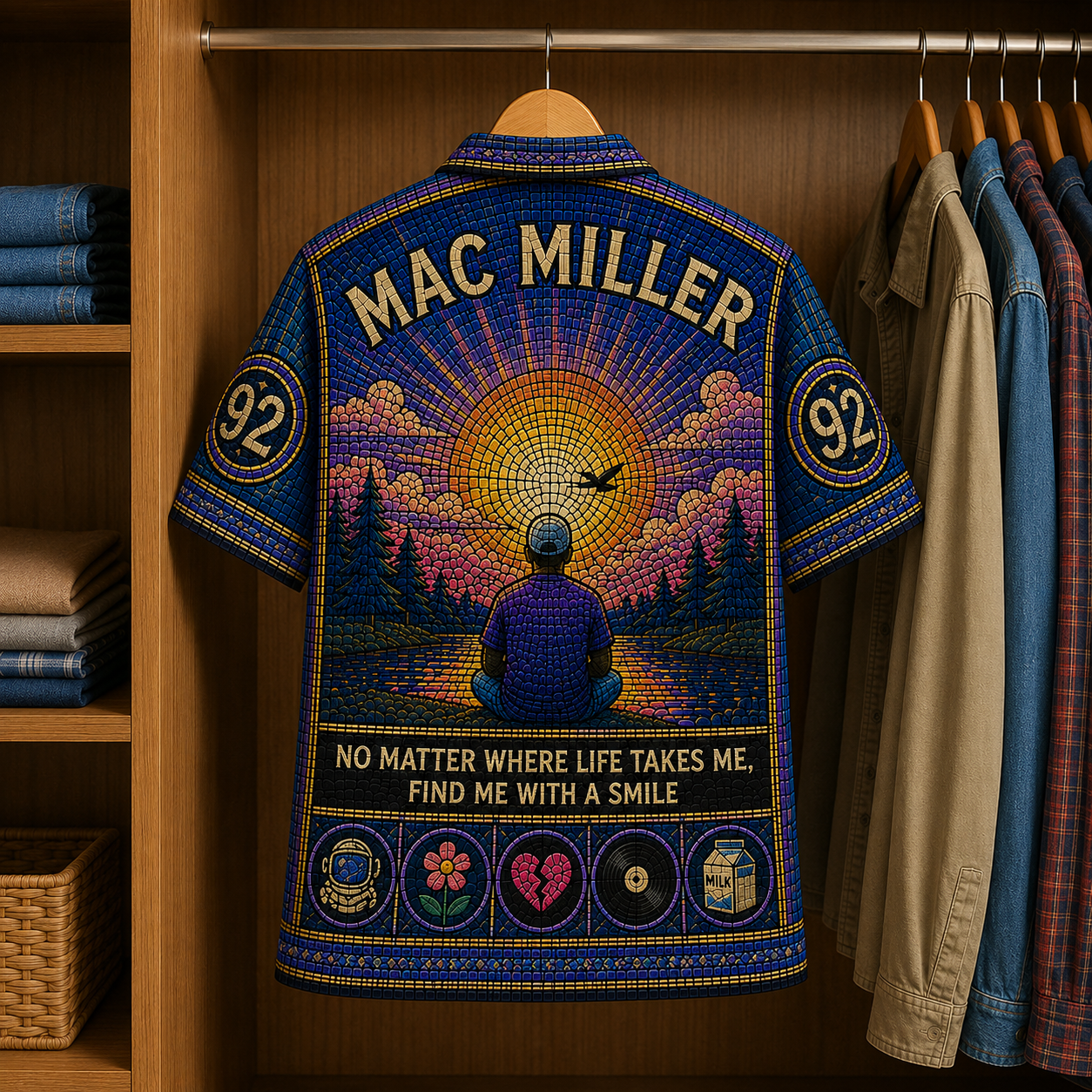 Mac Millet Stained Glass Hawaiian Shirt - Unisex Music Collage Button Up