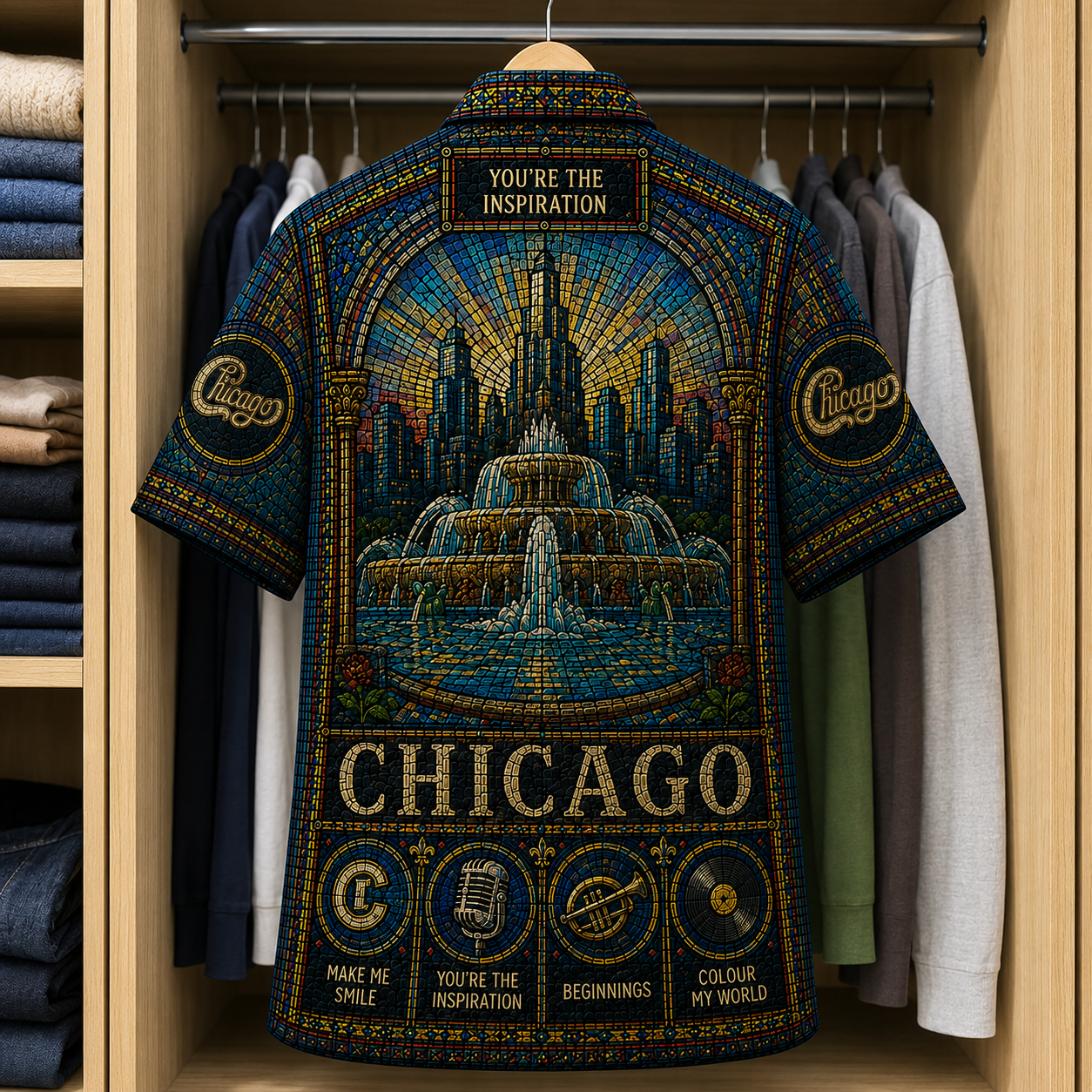 Chicago Stained Glass Hawaiian Shirt - Unisex  Button Up
