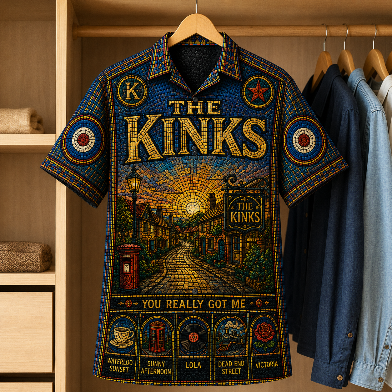 The Kinks Stained Glass Hawaiian Shirt - Unisex  Button Up