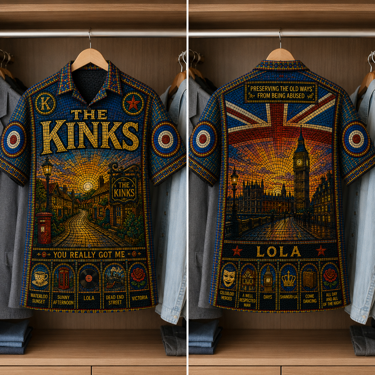 The Kinks Stained Glass Hawaiian Shirt - Unisex  Button Up
