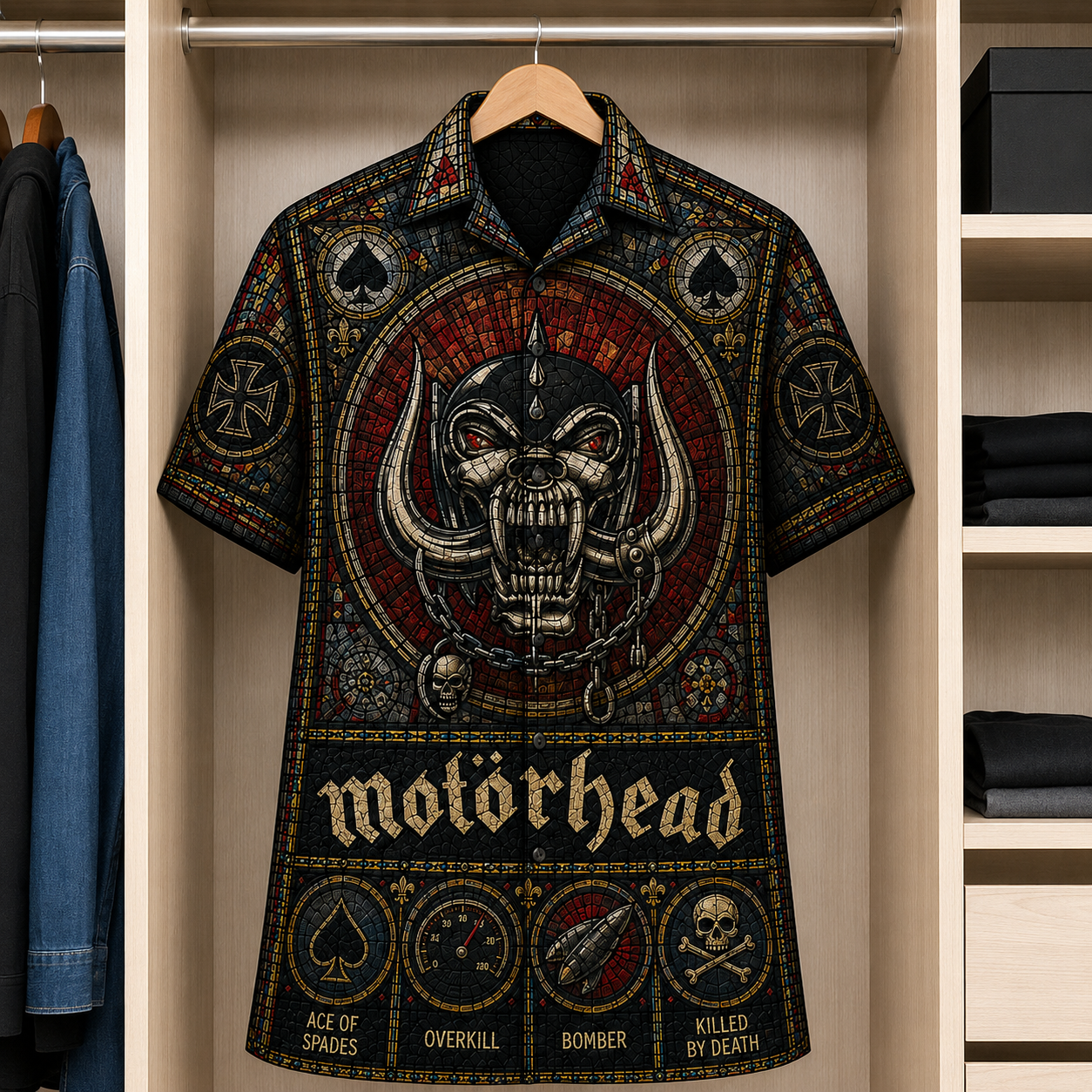 Motorhead Stained Glass Hawaiian Shirt - Unisex  Button Up