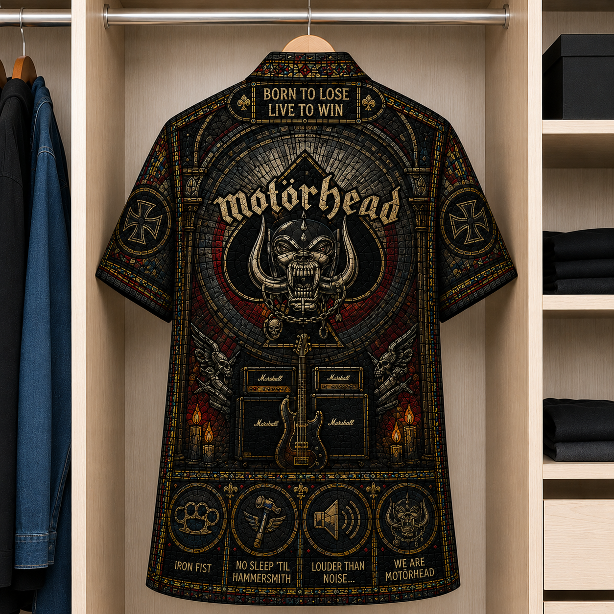 Motorhead Stained Glass Hawaiian Shirt - Unisex  Button Up