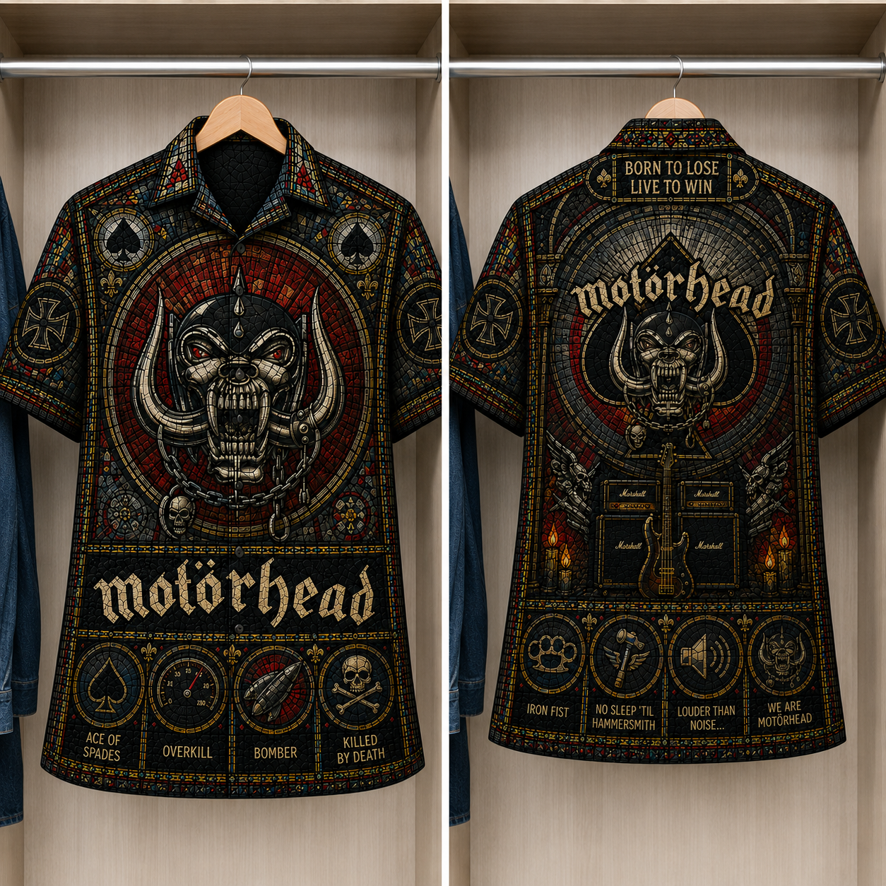Motorhead Stained Glass Hawaiian Shirt - Unisex  Button Up