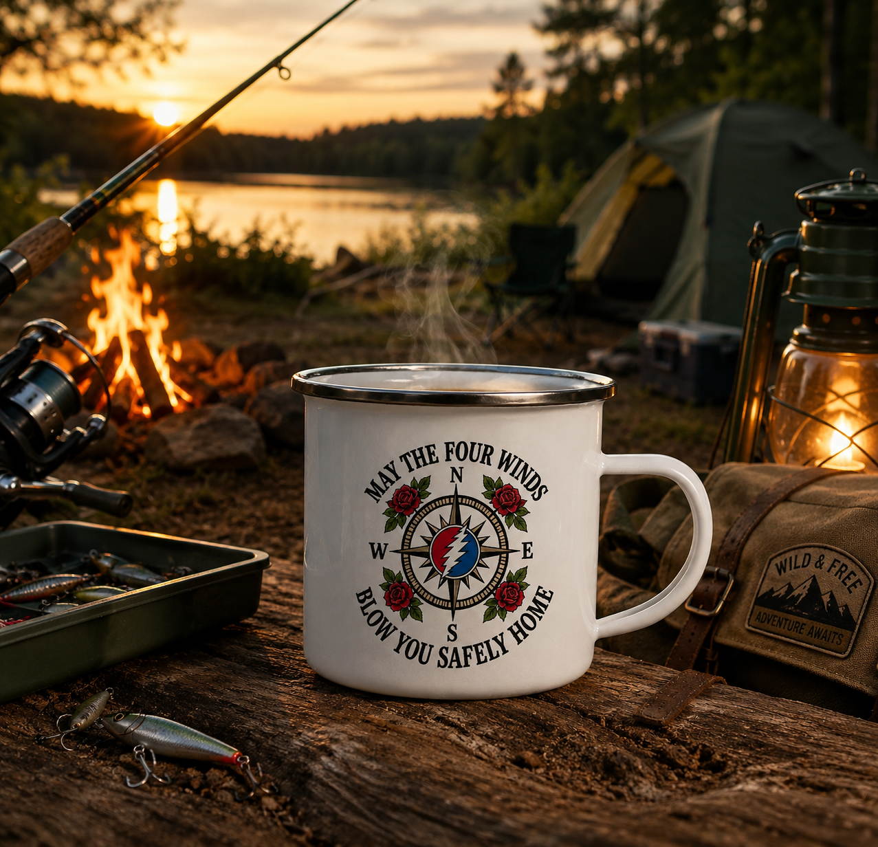 May The Four Winds Blow You Safely Home Camping Mug - Grateful Dead Inspired