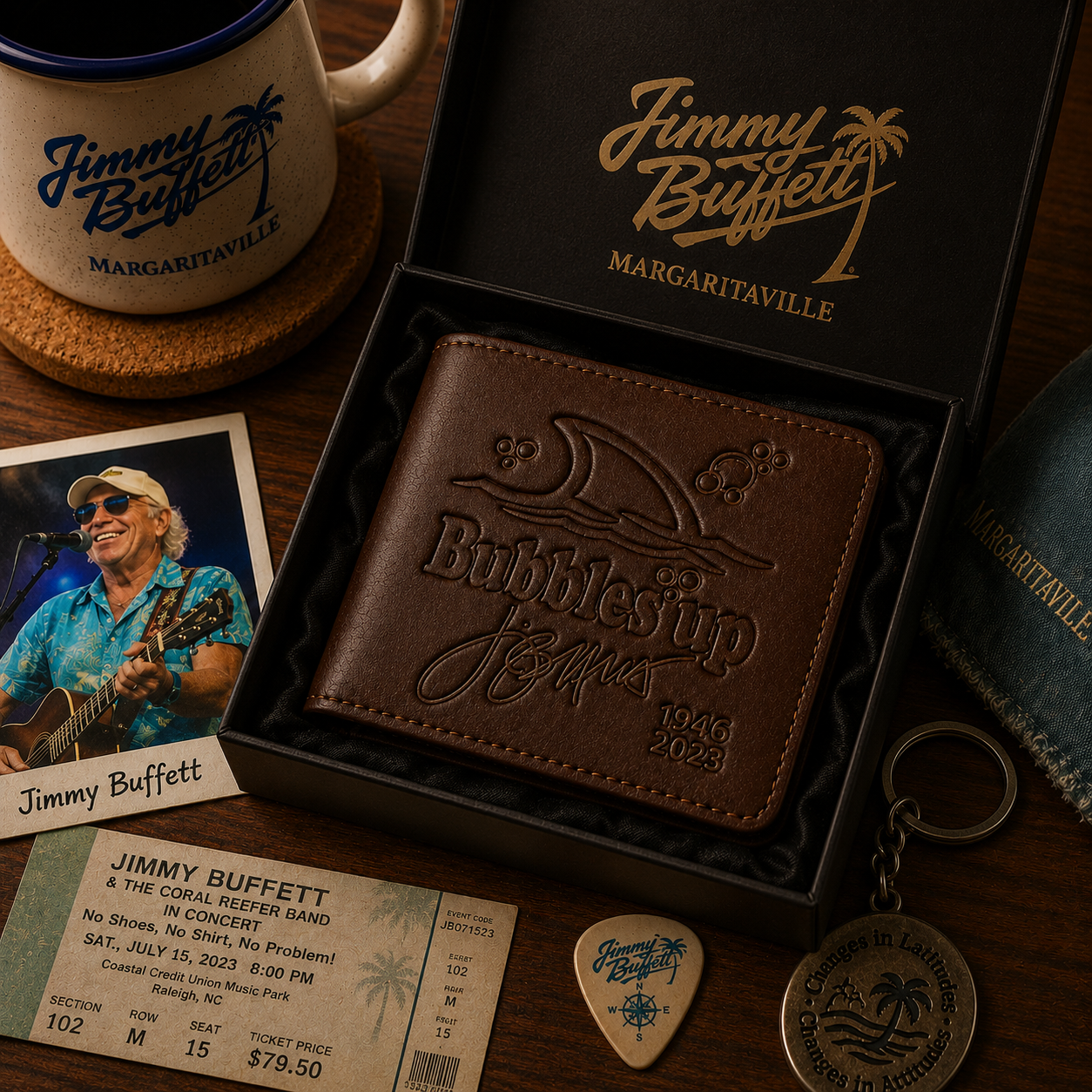 Bubble Up Wallet –  Jimmy Buffet Inspired Leather Wallet (With Box)