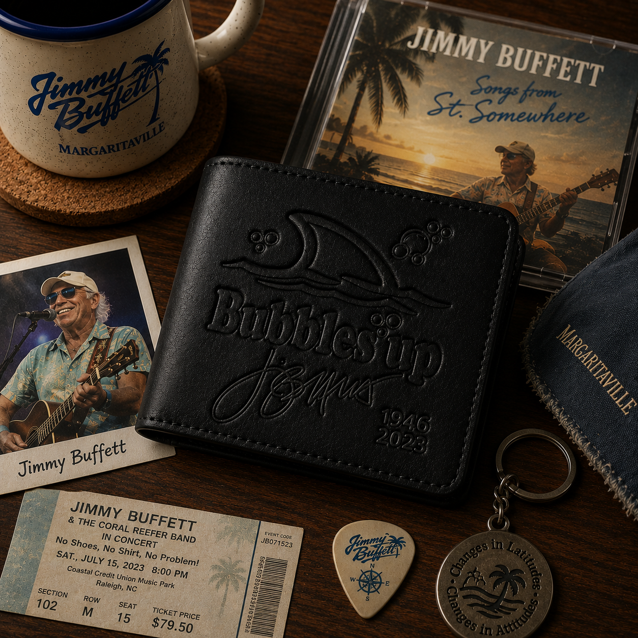 Bubble Up Wallet –  Jimmy Buffet Inspired Leather Wallet (With Box)