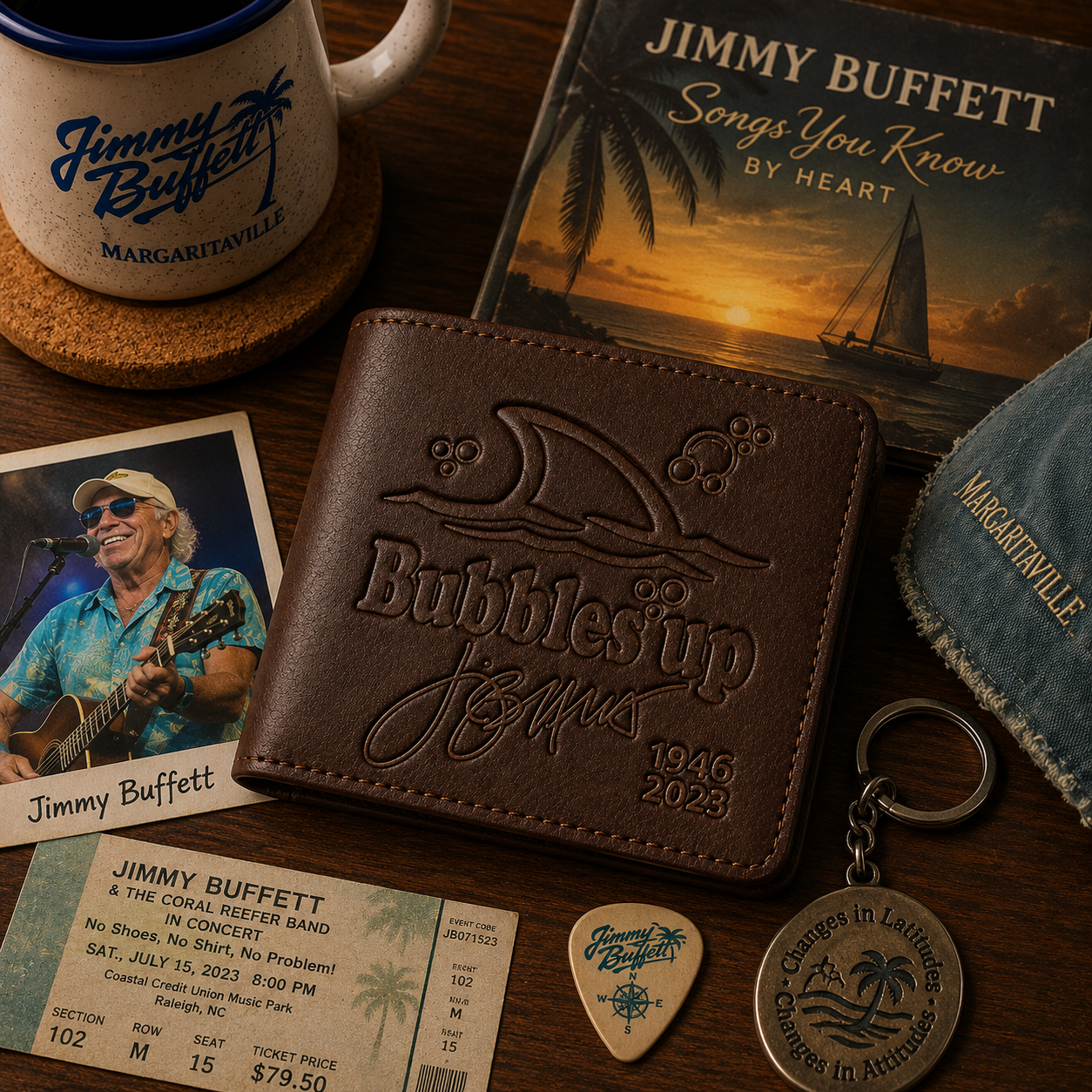 Bubble Up Wallet –  Jimmy Buffet Inspired Leather Wallet (With Box)