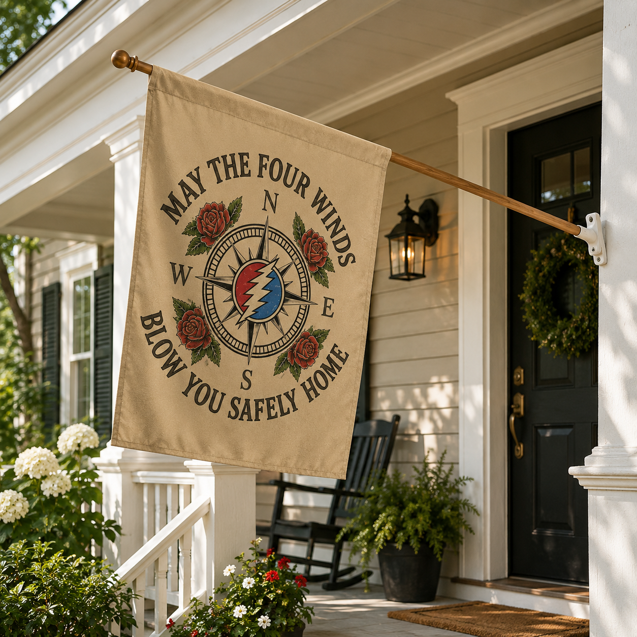 May The Four Winds Blow You Safely Home House Flag - Grateful Dead Inspired Flag