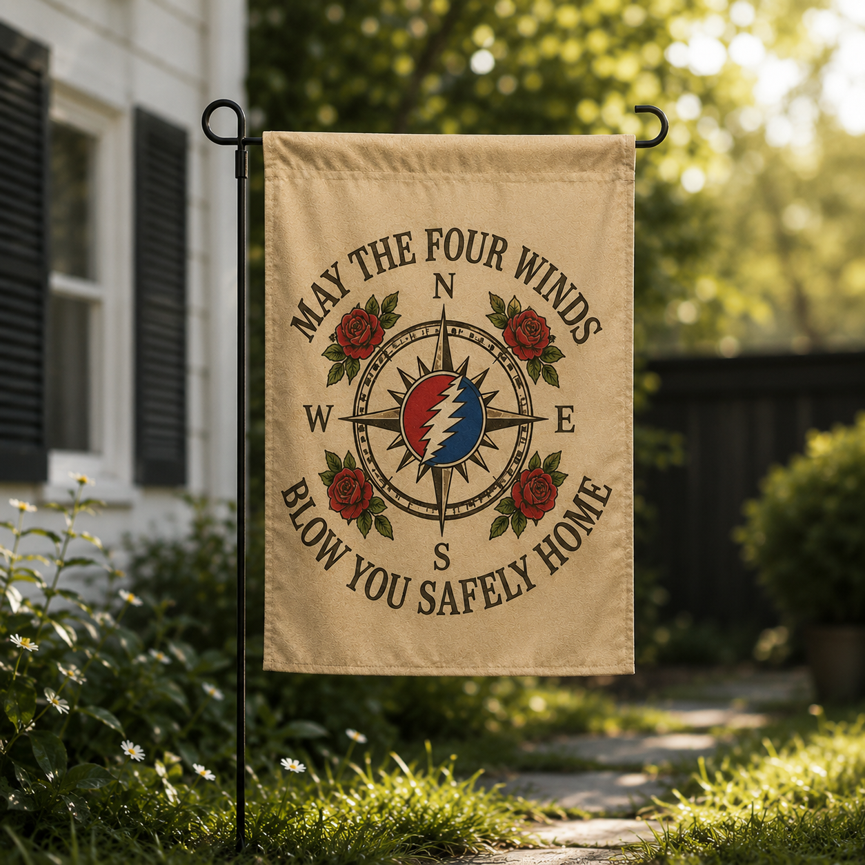 May The Four Winds Blow You Safely Home Garden Flag- Grateful Dead Inspired Flag