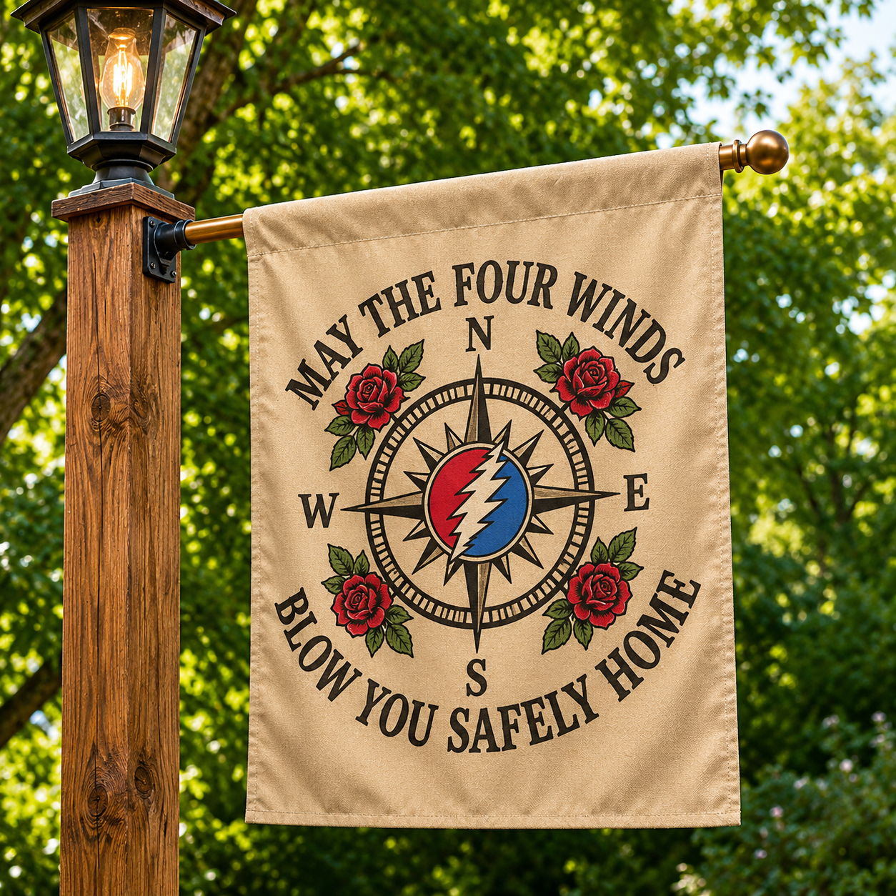 May The Four Winds Blow You Safely Home Garden Flag- Grateful Dead Inspired Flag